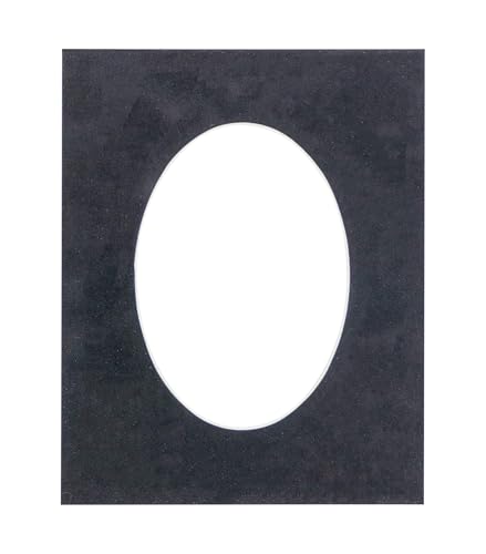 CountryArtHouse Black Suede Acid Free 9x13 Oval Picture Frame Mat with White Core Bevel Cut for 7x11 Pictures - Fits 9x13 Frame - Pack of 1 Matboard Show Kit with Acid Free Backing & Clear Bag