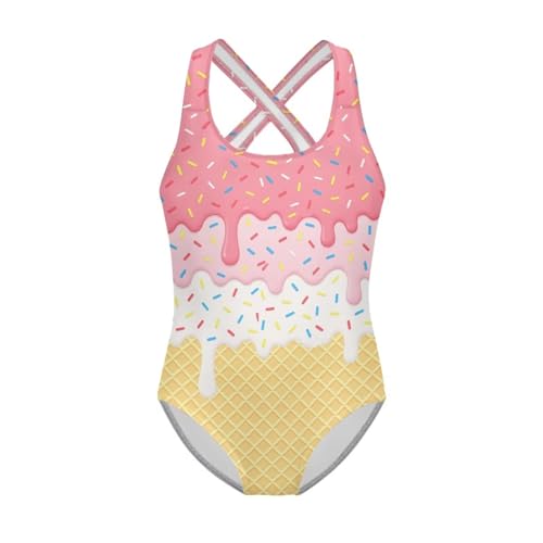 Image of One Piece Swimsuit for Girls Kids Quick Dry Bathing Suit with Crossback Strap Summer Beach Swimwear Size 5T-14
