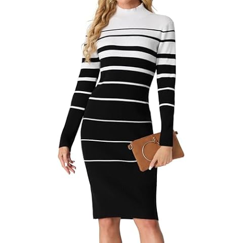 GRECERELLE Women's Knitted Mock Neck Dress Cover
