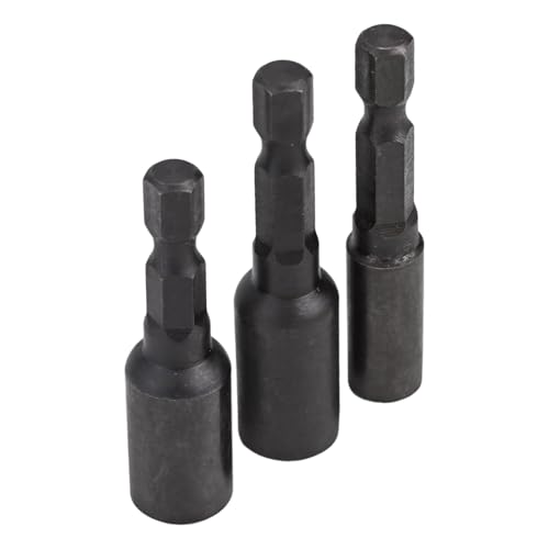 Juego de adaptadores de enchufe autorroscantes Cr-Mo para tuercas de inserción y pernos de suspensión, vástago hexagonal de 4 pulgadas, M6/M8/M10, juego de llaves de vaso negras de 3 piezas (A)