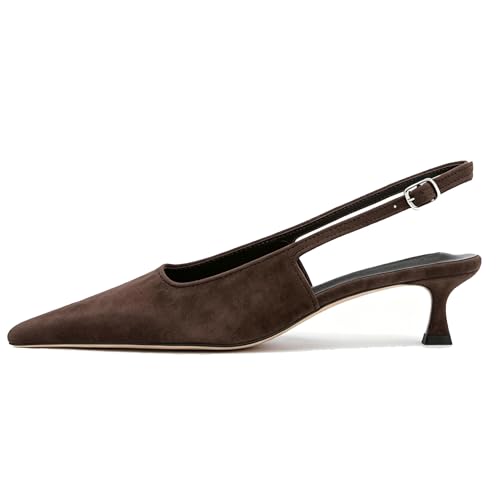 KysBloes Pointed Toe Slingback Kitten Heels for Women Low Heel Pointed Toe Pumps Formal Dress Shoes...
