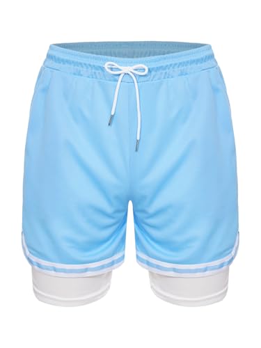Kids Boys 2 in 1 Athletic Shorts Kids Mesh Running Gym Shorts Workout Basketball Activewear