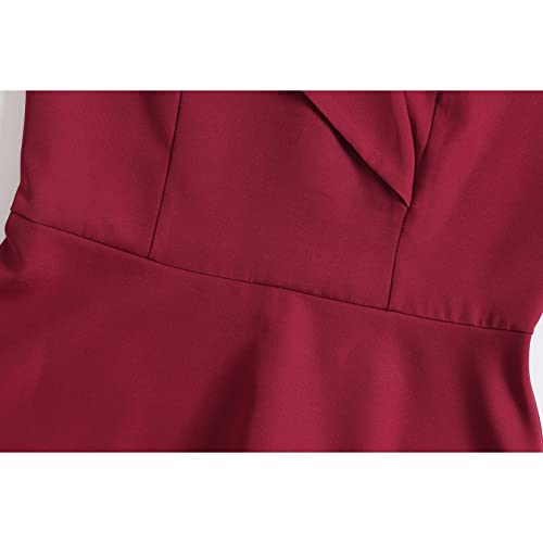 Vrouwen Cocktail Party Dress Vintage Off Shoulder Effen Kleur Kerst Jurk - Image 7