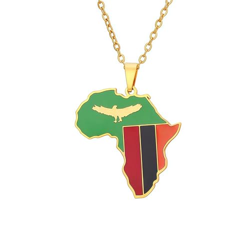 Générique Collier Carte de la Zambie pour Femme/Homme - Pendentif Carte Africaine en Acier Inoxydable - Bijou Cadeau