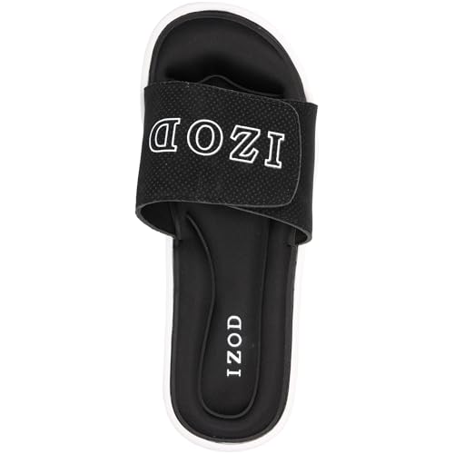 IZOD Sandals for Men, Adjustable Slide Sandals with Memory Foam Cushioning, Black, Size XL (Mens' 13)3