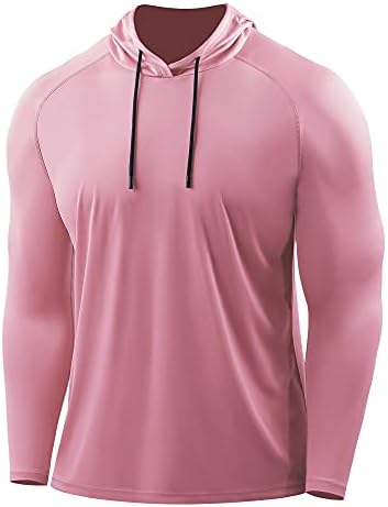 CADMUS Men's Workout Long Sleeve Fishing Shirts UPF 50+ Sun Protection Dry Fit Hoodies,1 Pack,096,Pink,Large