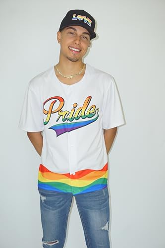 Camiseta de béisbol Rainbow – Top unisex con botones, diseño vibrante y colorido, ligera y transpirable miniatura 3