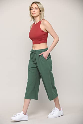 Image of Lock and Love Womens Capri Pants Loose Yoga Pants Wide Leg Drawstring Comfy Lounge Pajama Capris Sweatpants with Pockets