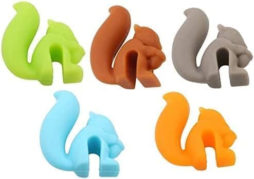 5Pcs Colorful Cute Squirrel Shape Silicone Tea Bag Holder Cup, Squirrel Drink Markers, Tea Bag Holder for Cup Hanging Tool Mug Candy Colors Gift Set，Tea Accessories,Tea Bag Holder image 2