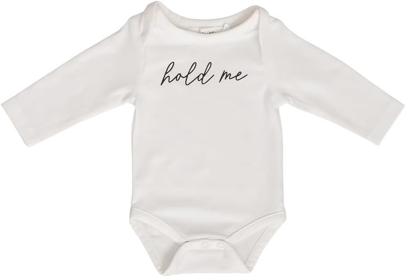harp's cove Organic Cotton Baby Boy Girl Bodysuit - Long Sleeve Infant Onesie - Hold Me