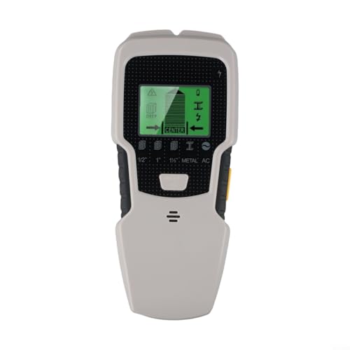 Detector de escáner de pared 5 en 1 con pantalla LCD, localizador de cables para cables vivos, pernos de metal y madera, funciona con pilas de 9 V, gris plateado