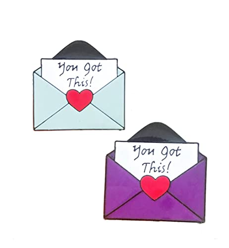 Image of ''YOU GOT THIS!'' Love Envelope Brooch Cute Heart Message Lapel Enamel Pin Badge Set Couple Brooch for Hat Jacket Cotton Shirt Skirt