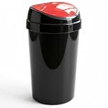 SPECTRAPLAST® 50L Top Touch Kitchen Bin Large Indoor Rubbish Bin with Coloured Lids (Black, Blue, Red, Silver, Green, Yellow) – Hands-Free Waste Disposal for Kitchen, Home, Office & Recycling (RED)
