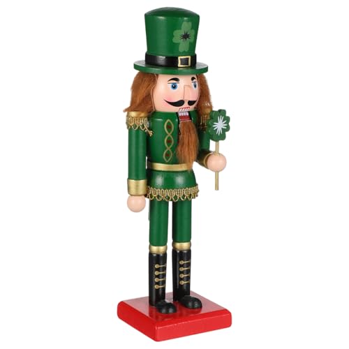 Amosfun Figurine casse-noisette irlandaise en bois de 25,4 cm - Décoration traditionnelle en bois - Soldat casse-noisette vert pour la Saint Patrick