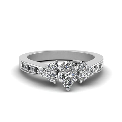 Bague fiançailles argent sterling et pierre précieuse poire