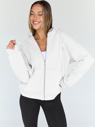 Image of Trendy Queen Womens Zip Up Hoodies 2026 Oversized Sweatshirt | Spring Fall Layering Jacket with Pockets, Casual Track Outfits, Cozy Fleece Winter Clothes