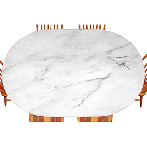 Esfvrg Marble Oval Fitted Tablecloth, Marble Texture, For Kitchen Dining, Party, Holiday, Christmas, Buffet, Fits 48" X 72" Table #TOP16