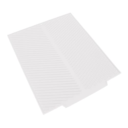 Silicone Dish Drying Mat, Non Slip Draining Mat, SKitchen Counter Drain Pad with High Side Wall, Dish Drying Pad for Home Kitchen Counter Dishes Coffee Bars (White)