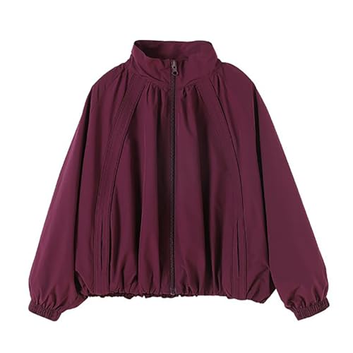 Mud Kingdom Girls' Outerwear Jackets Vertical Stripes Coats Spring Fall Stand Collar Waterproof Zipper