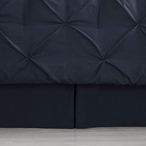 Image of King Size Comforter Set 8 Piece Bed in a Bag with Bed Skirt, Fitted Sheet, Flat Sheet, 2 Pillowcases, 2 Pillow Shams, King, Pintuck Navy
