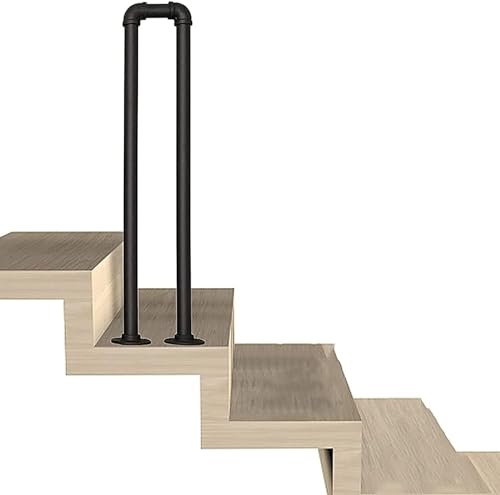 YFSJJ Eisen Treppengeländer U-förmige,Wasserrohr Treppe Geländer Außen,Raumspartreppe Handlauf,Geländer für Villen,Balkone,Flure,Wohnungen(Size:U 95 cm,Color:Schwarz)