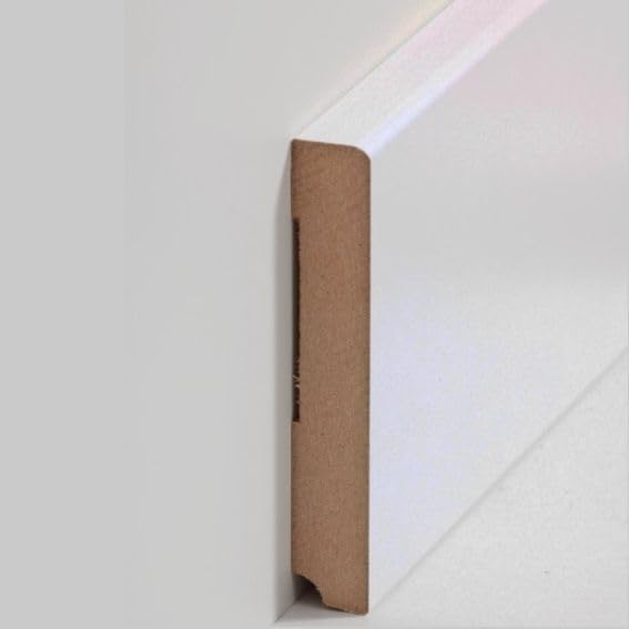 PROVISTON - Battiscopa in MDF, 19 x 115 x 2500 mm, nucleo in MDF laminato, bianco, per incollare, viti e chiodi, 62,5 m, 25 pezzi