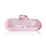 YUNZII C68 ワイヤレスメカニカルキーボード かわいい猫 ps4/ps5対応 65％ 無線 ホットスワップ シリコーン 人間工学 ゲーミングキーボード三つモード BT5.0/2.4G/有線 RGBバックライト NKRO Win/Mac用 技適認証取得（ミルクスイッチ、ピンク）