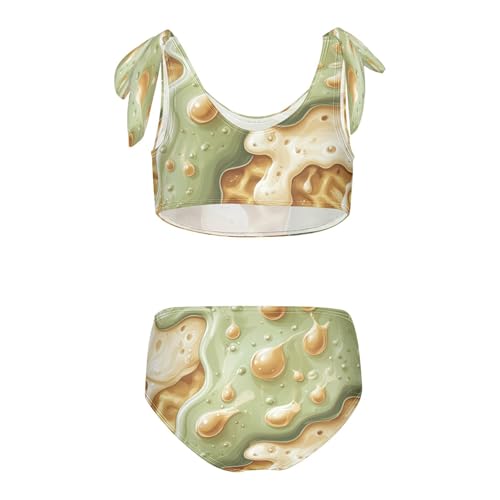 Glaze Caramel Gold Sprinkles Forest Green Tan Ice Cream Girls Tankini Swimsuit Kids Bikini Sets 2 Pcs Bathing Suit 3T2