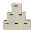 Household Essentials 82-1 Foldable Fabric Storage Bins | Set of 6 Cubby Cubes with Handles | Natural, 6 lbs