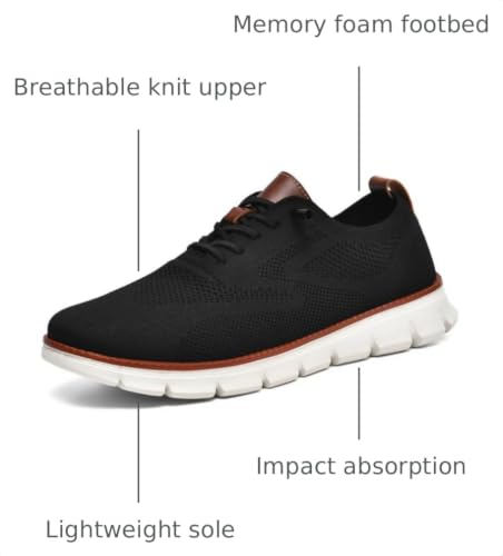 Image of Wearbreeze Men's Business Casual Oxford Sneakers - Lightweight Lace-Up Dress Shoes for Work, Travel & Daily Commute