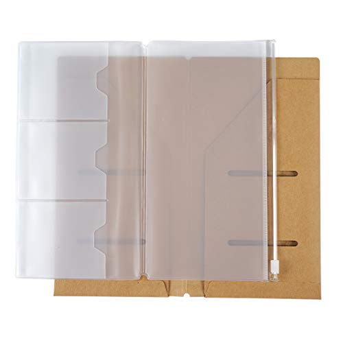 Moterm Kraft File Folder + Zipper PVC Pouch/Storage Bag Travelers Journal Accessories Pack - Refills for Standard Size Travelers Notebook