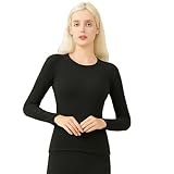 CHENZKBD Ropa Termica Mujer Mujeres De Ropa Interior Térmica con Capa De Base De Manga Larga De Cuello De La Tripulación Suave, Tops De Hombres Y Fondos De Ropa Térmica-Negro (Modelo Femenino)-XXXL