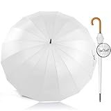 Royal Walk Paraguas Grande XXL Antiviento para Hombre y Mujer Automático Abierto Para 2 Personas de 54 Pulgadas Paraguas Resistente al Viento de Golf Originale Impermeable 16 Varillas 120cm (Blanco)