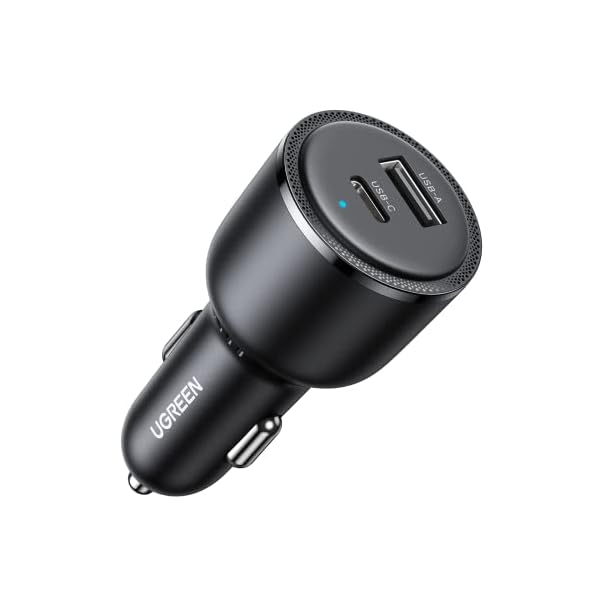 UGREEN 63W USB C Car Charger Adapter, PPS 45W Super Fast Charging 2.0 Type C Car Charger Cargador para Carro, Dual USB Car Charger for iPhone 16/15/14/13/12, Galaxy S24/S23/S22/Series, iPad, MacBook