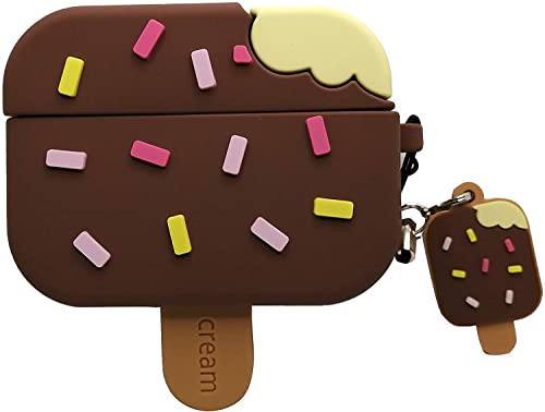 Image of Earphone Cover Compatible for Realme Buds T300, Soft Silicone Skin Shock-Absorbing Protective Case With Keychain (Front LED Visible) (Ice Cream Chocolate)