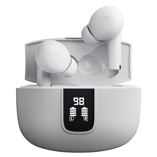 Image of CELLECOR BroPods CB33 TWS with 60 Hours Playtime, Digital Display, Automatic Pairing, HD Sound and 5.1V Bluetooth - White