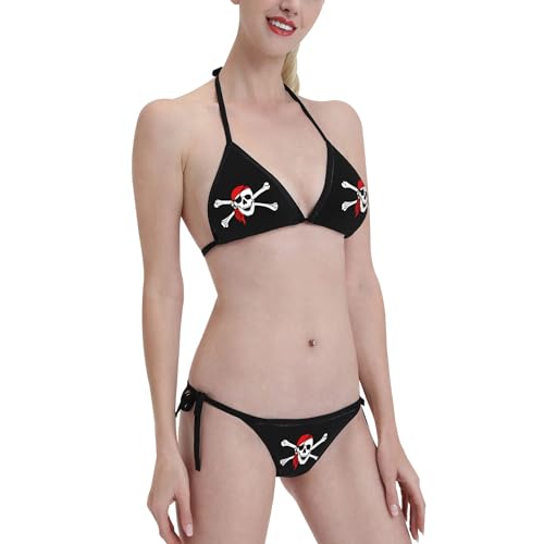 TZT Women Pirate Flag Boxing Bikini Women Swimsuits Set UnderwearTwo Piece Black3