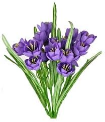 Floral Silk 28cm Artificial Crocus Bush - Purple