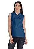 Inkmeso Womens Sleeveless Drawstring Hoodie Tank Top Plain Jersey Tshirt Top Blue