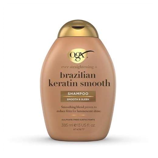 OGX Ever Straightening + Brazilian Keratin Therapy Smoothing Shampoo with Coconut Oil, Cocoa Butter & Avocado Oil for Lustrous, Shiny Hair, Paraben-Free, Sulfate-Free Surfactants, 13 floz