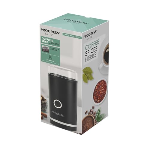 Miniatura 3 de Progress Molinillo De Café Y Especias - Molino De Granos De Café, Operación Con Un Solo Toque, Cuchilla De Acero Inoxidable, Tapa Transparente, Capacidad De 70 G, Nueces Y Semillas, 180 W