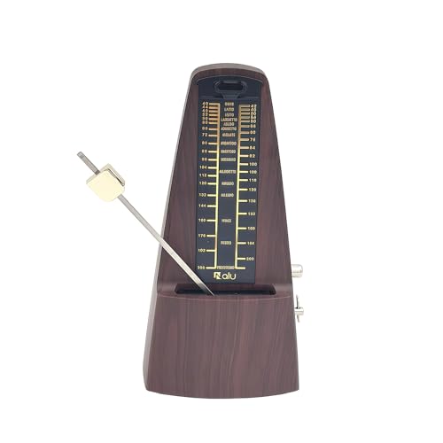 NALU Metronome - Classic Mechanical Wind-Up Design with Bell for Piano, Guitar, Violin & All Instruments (N-Wood Grain)