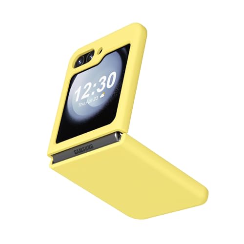 LoeoeL for Samsung Galaxy Z Flip 5 Phone Case Silicone, Minimalist Ultra Thin Slim Soft Rubber Solid Color Simple Cute Case for Women, Aesthetic Girly Plain Jelly Gel &Camera Cover Protection, Yellow