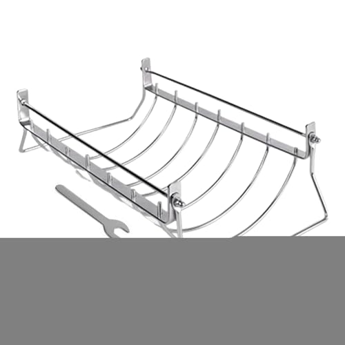 Grille à Côtes Levées pour Barbecue - Grille à Steak en Acier Inoxydable pour Barbecue - Support de Rôtissage Pliable Anti-Rouille Accessoire pour Fumoir et pour Rôtissage de Porc et Cuisson