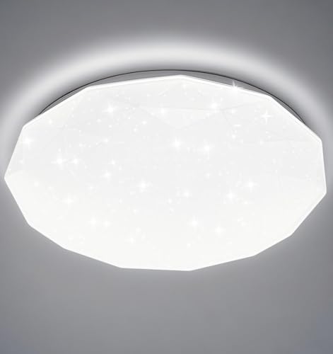 Modern LED Ceiling Light, 24W Diamonds Flat Ceiling Lights, LED Lights for Living Room Bedroom Kitchen Hallway, 6000K Daylight Flush Mount Lamp