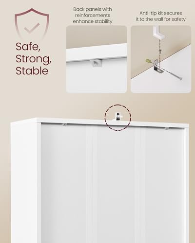 Image of VASAGLE Custos Collection - Bookshelf, 6-Tier Tall Bookcase, Book Shelf with Doors, Open Storage Shelf, 9.4 x 23.6 x 68.9 Inches, for Living Room, Home Office, Dining Room, Cloud White ULBC402W01