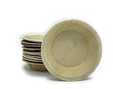 Sostenible: Pure Dishes se fabrica con hojas de palma seleccionadas que caen naturalmente al suelo y luego se recogen después de recoger. Después de la limpieza con agua, se secan y se cortan con calor en la forma. Como ejemplar único, se distinguen ligeramente en vetas, color y grosor. Después de su uso, nuestra vajilla de hojas de palma se puede desechar en el contenedor ecológico.