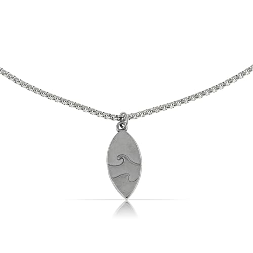 Made by Nami Collar de acero inoxidable para hombre con colgante - Negro - 60 cm de largo - Joya impermeable para surfista, 23.6 Inches, Acero inoxidable, No es una piedra preciosa