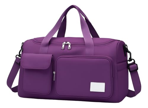 Mala de Mao Compacta de Viagem Feminina Funcional com Alca Transversal Bolsa de Viagem em Nylon Resistente com Bolso para Sapatos Ajustavel Leve e Versatil Ideal e Uso Diario (Roxo)