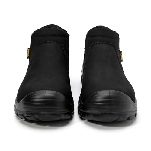 DRKA Men's Slip-On Chelsea Steel Toe Work Boots - Waterproof, Lightweight, Comfortable, and Non-Slip Industrial & Construction Safety Shoes3